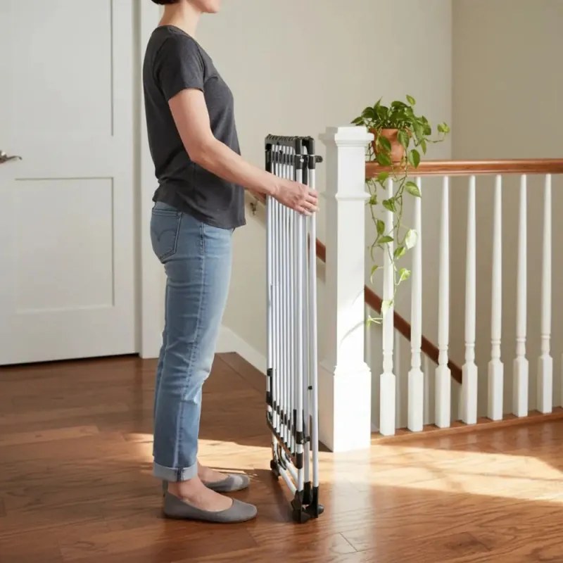 Uscător de rufe pliabil Kinghoff KH 2042, 20 m, până la 20 kg, lungime reglabilă, capete antiderapante, alb/negru