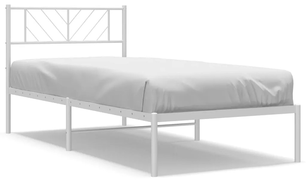 372221 vidaXL Cadru pat metalic cu tăblie, alb, 90x200 cm