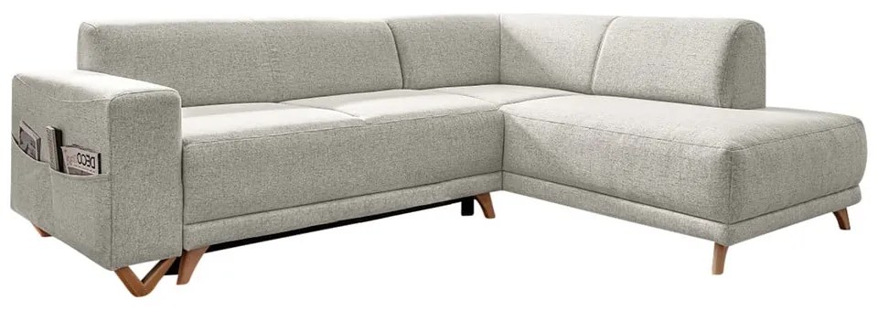 Colțar bej extensibil/cu spațiu de depozitare (cu colț pe partea dreaptă/în formă de ”L”) Classy Sophie – Miuform