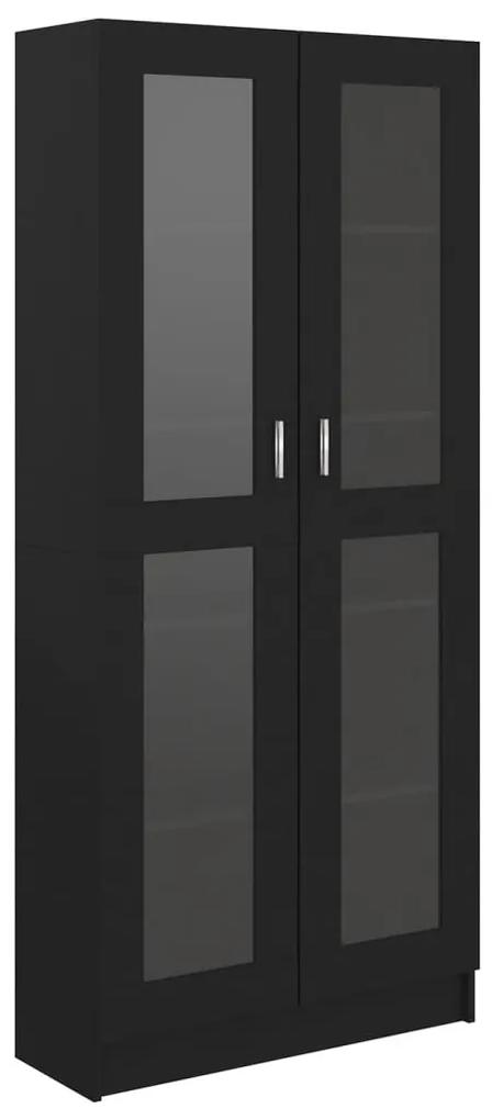 802769 vidaXL Dulap cu vitrină, negru, 82,5 x 30,5 x 185,5 cm, lemn prelucrat