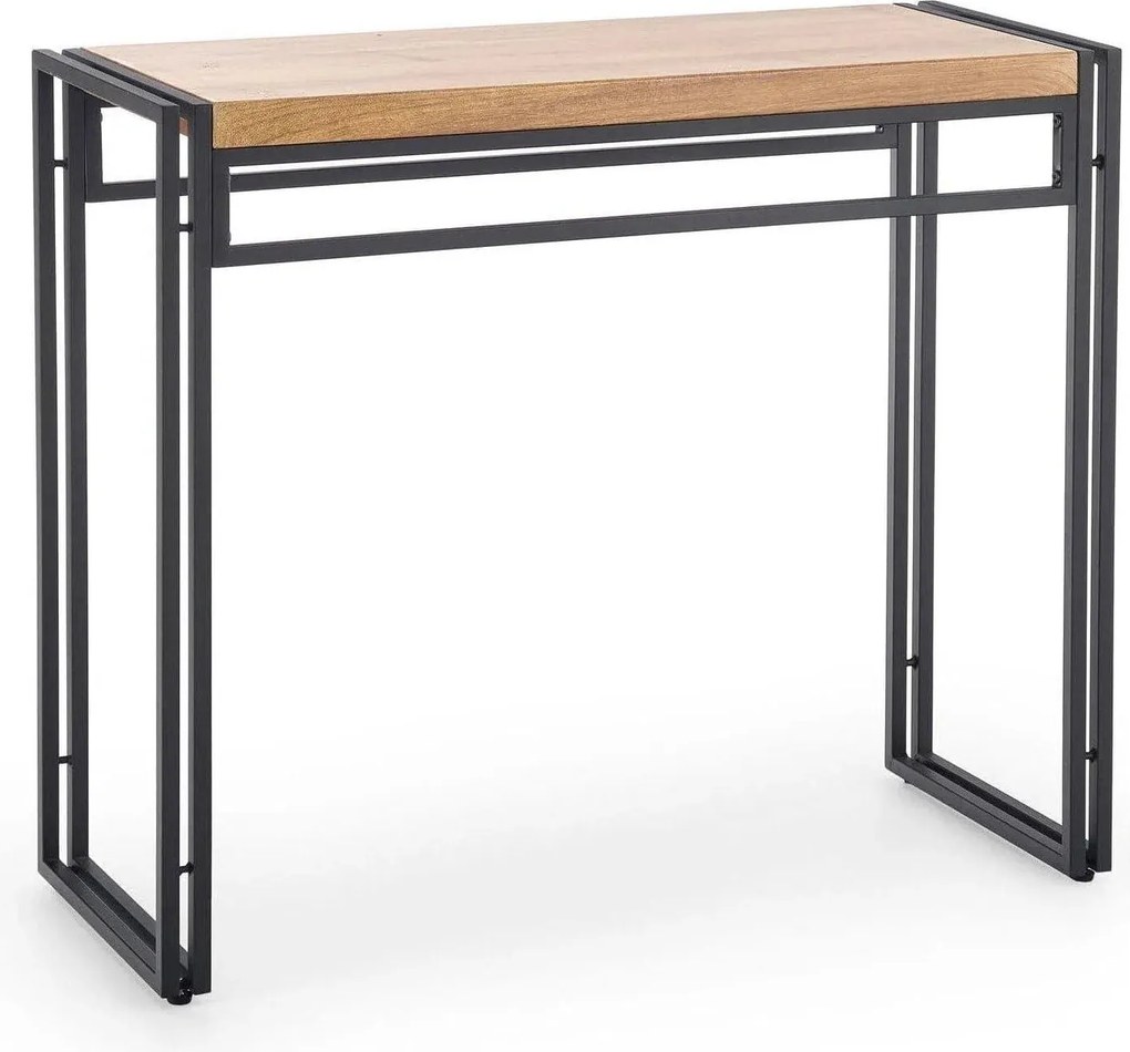 Consola BOLIVAR KN1, stejar auriu/negru, 90x35x76 cm