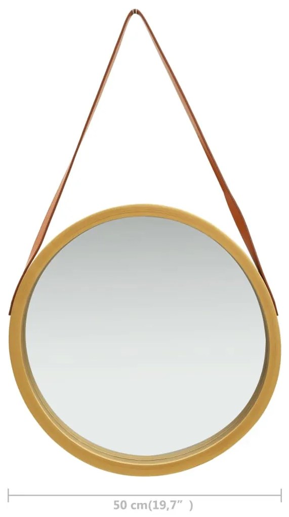 Oglinda de perete cu o curea, 50 cm, auriu 1, Auriu,    50 cm