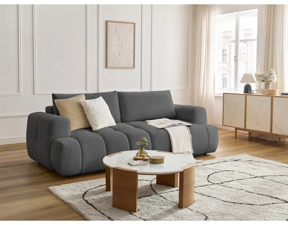 Canapea gri închis extensibilă/cu spațiu de depozitare 251 cm Fuji – Bobochic Paris