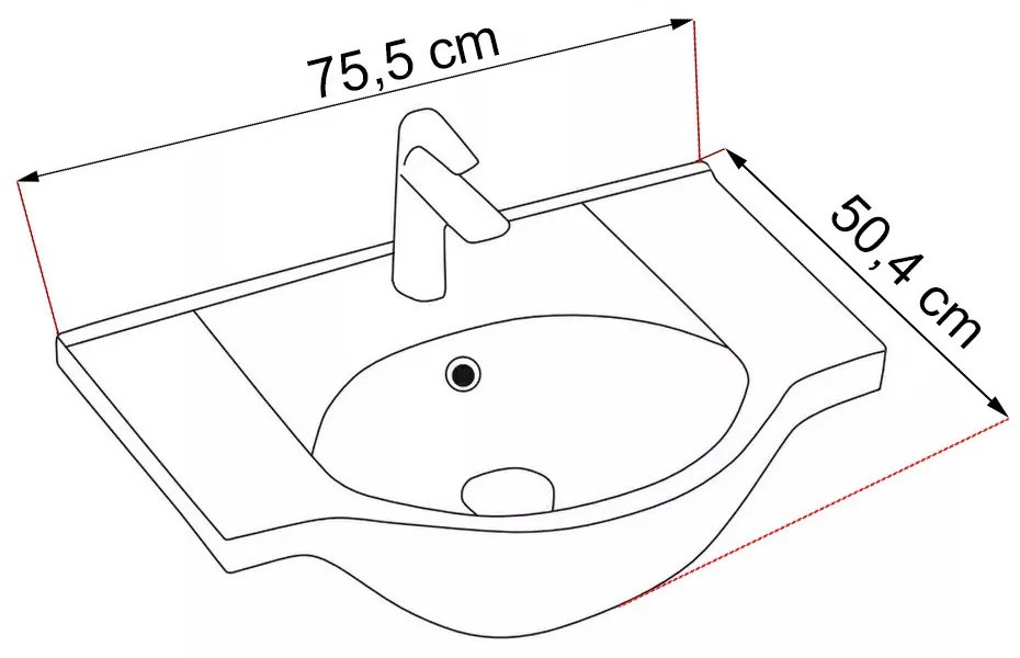 Dulap inferior Bianca Plus 75 cu lavoar, culoare stejar sonoma