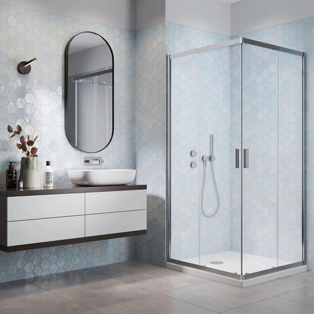 Cabina de dus dreptunghiulara cu usa glisanta Radaway Alienta 80x100 cm crom-transparent