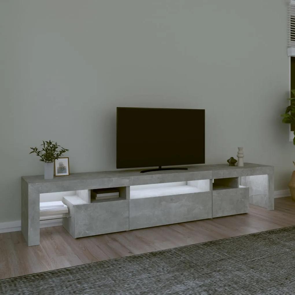 Comoda TV cu lumini LED, gri beton, 215x36,5x40cm 1, Gri beton, 215 x 36.5 x 40 cm