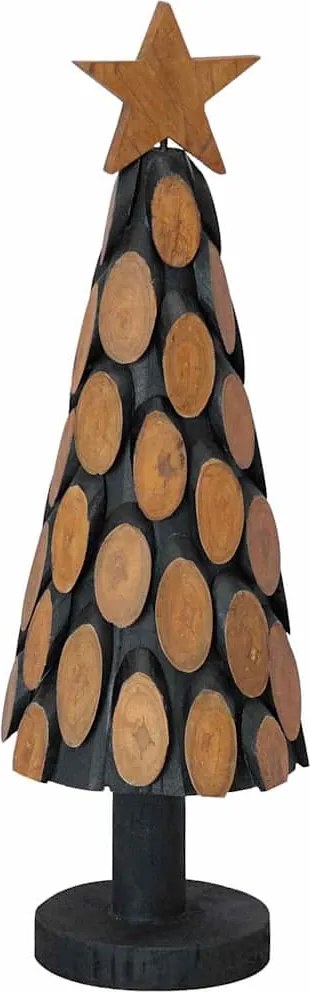 vidaXL Brad de Crăciun cu suport Maro 61 cm Lemn masiv de tec