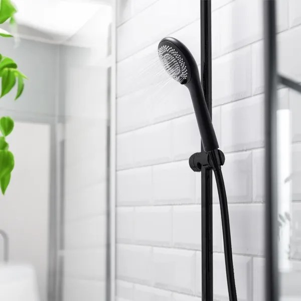 WENKO 24924100 - Cap de duș 11x11 cm cu sistem de economisire a apei, negru