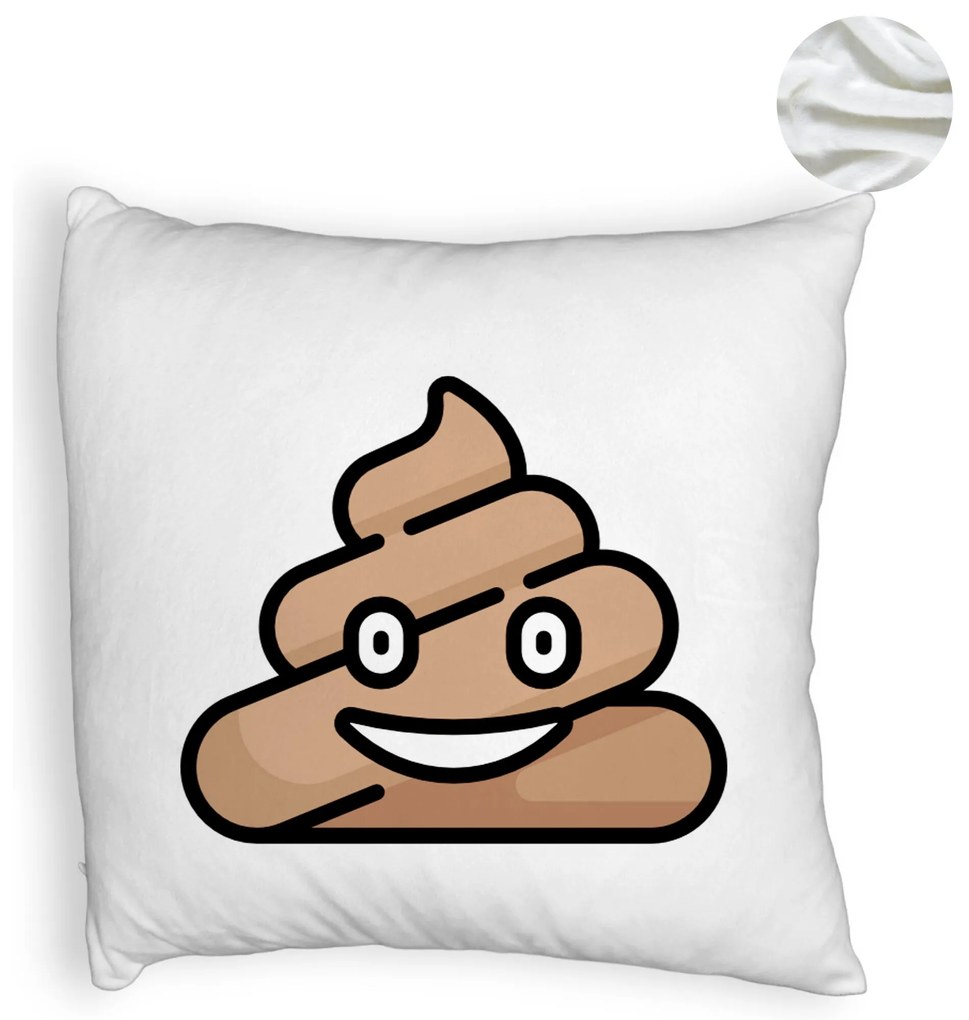 Perna Decorativa Fluffy, Model Poo Emoji, 40x40 cm, Alba, Husa Detasabila, Burduf