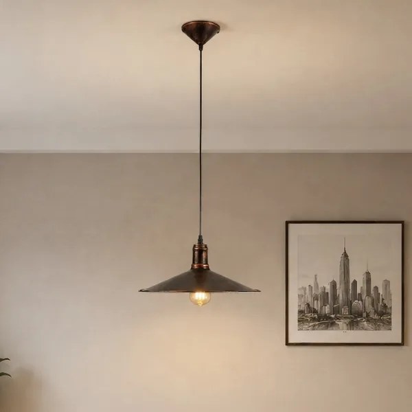 Brilagi - Lampă suspendată pe cablu FORGE 1xE27/60W/230V, ø 36 cm, cupru/patină