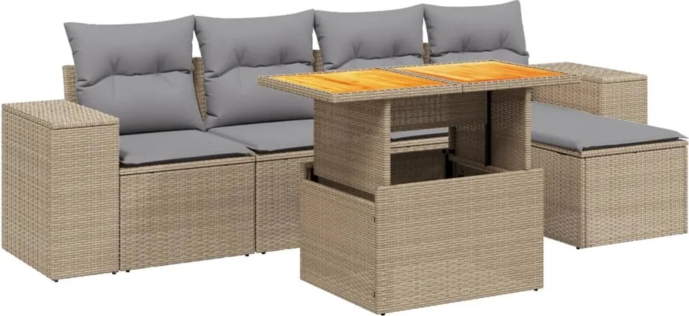 vidaXL Set canapele de grădină cu perne, 6 piese, bej, poliratan