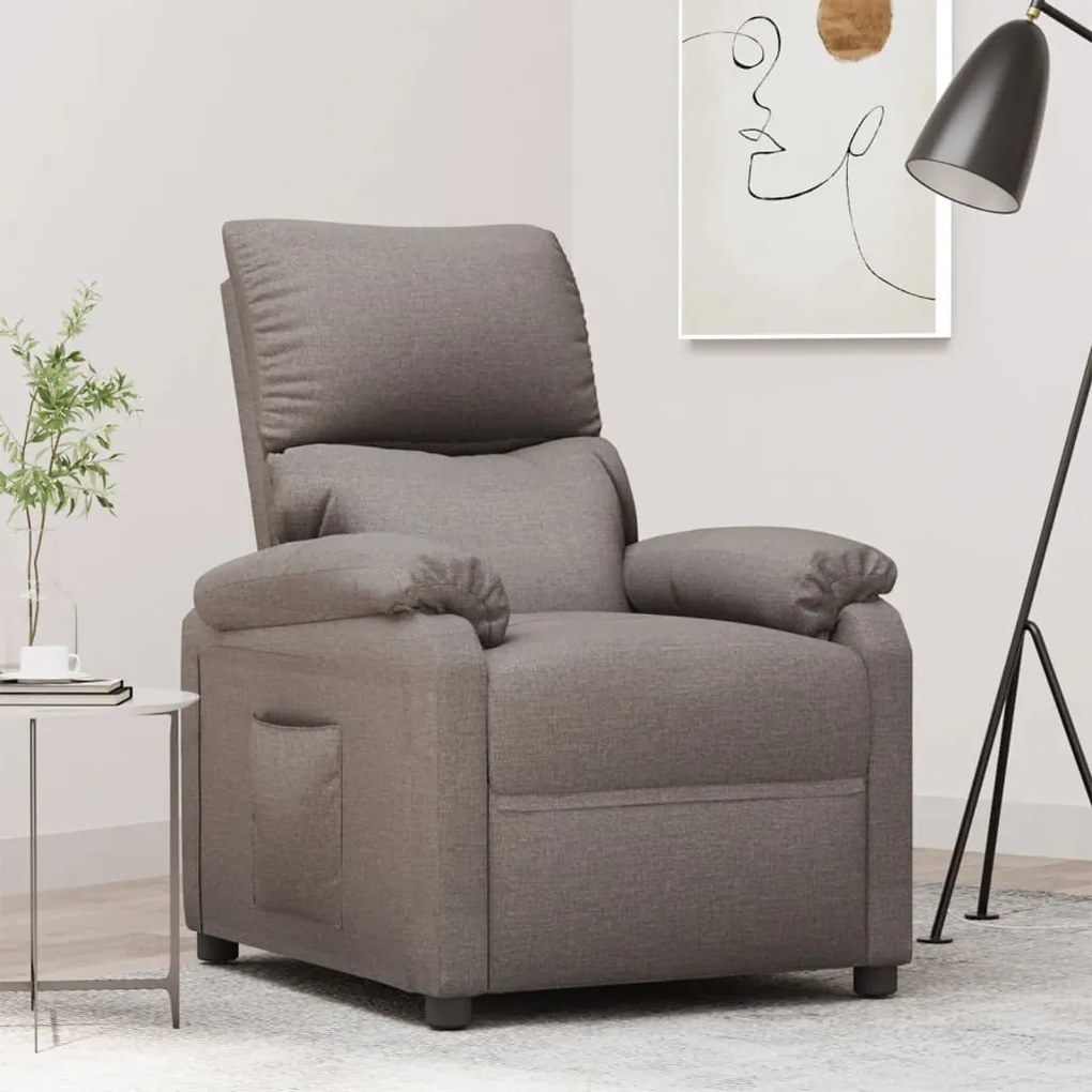 342458 vidaXL Fotoliu rabatabil, gri taupe, material textil