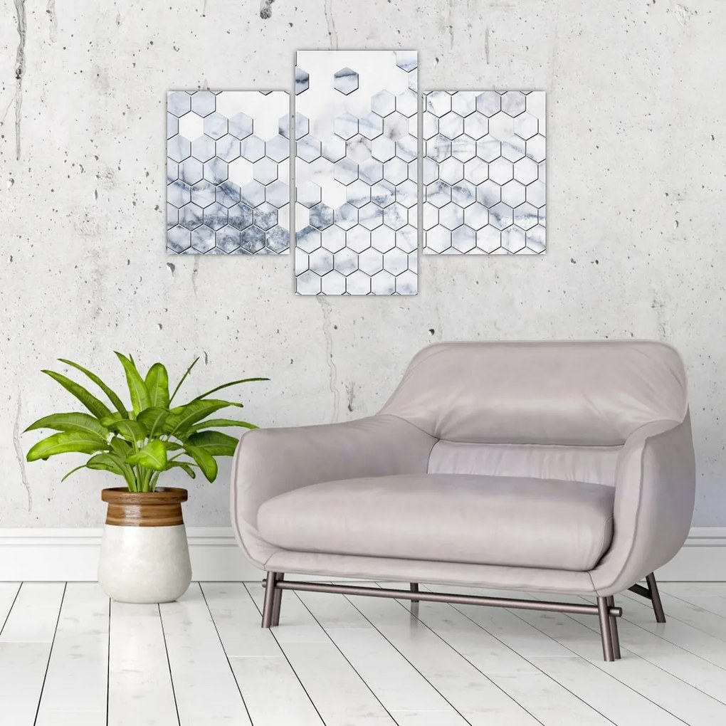 Tablou - Hexagoane marmură (90x60 cm)
