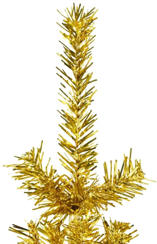Jumatate brad de Craciun subtire cu suport, auriu, 180 cm 1, Auriu, 210 cm