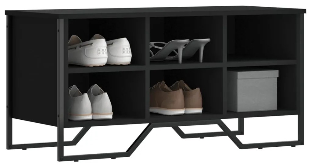 vidaXL Pantofar, negru, 90x38x45,5 cm, lemn prelucrat