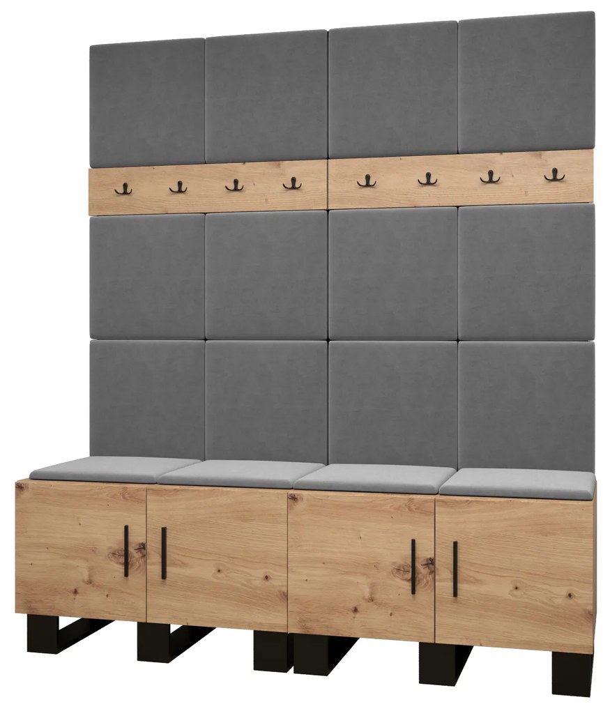 Set mobilier pentru hol Amanda 3 (Stejar artisan + gri închis). 1085878