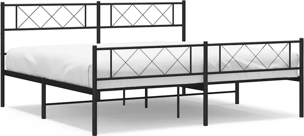 vidaXL Cadru pat metalic cu tăblii de cap/picioare, negru, 183x213 cm