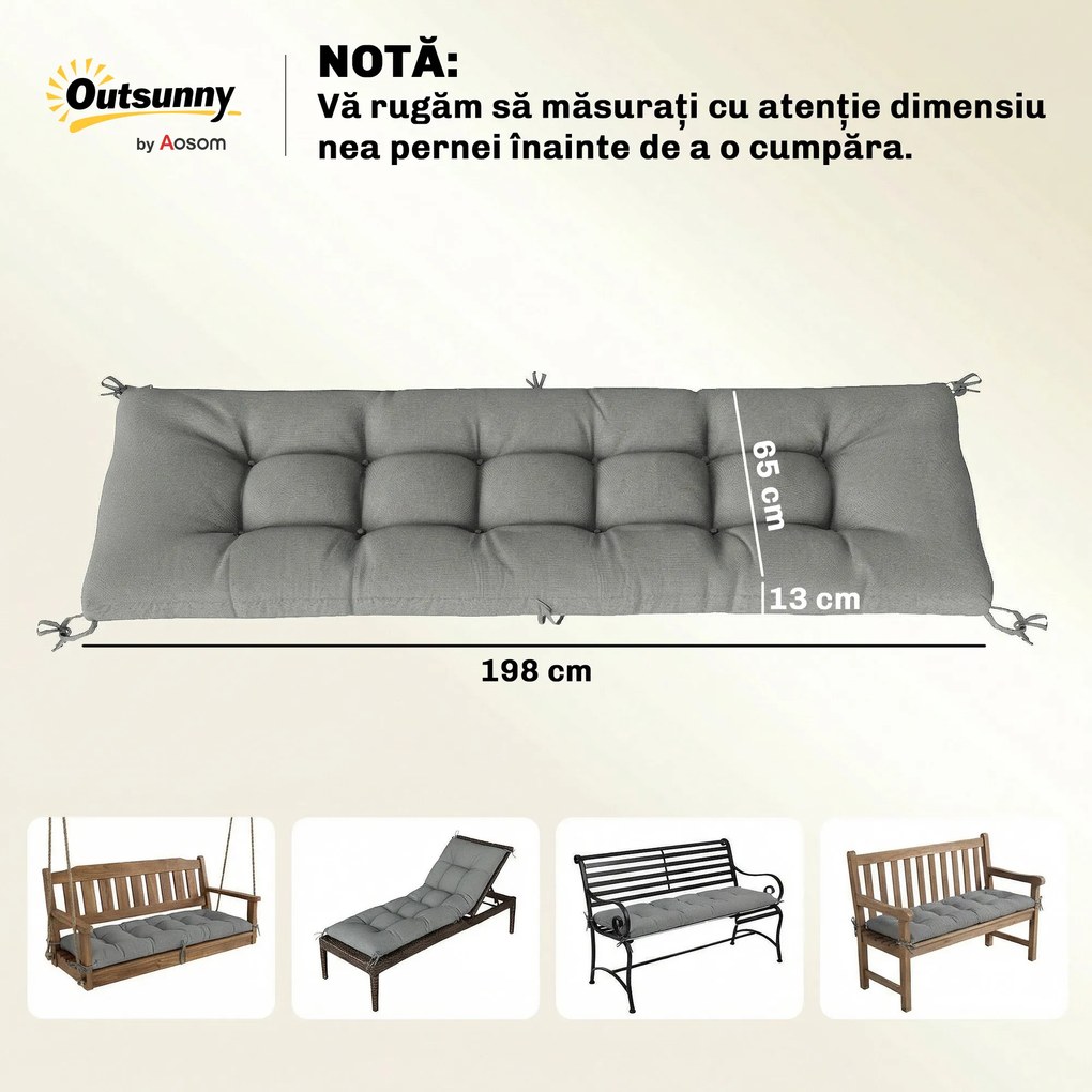 Outsunny Pernă pentru Scaune de Grădină, Leagăn, Bancă, Saltea Lungă | Aosom Romania