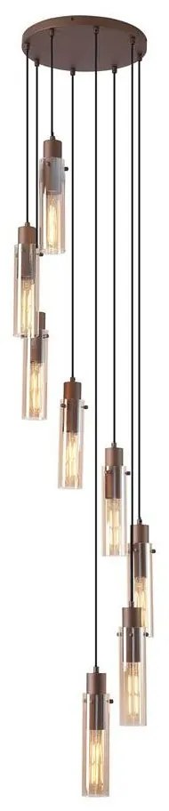 Lustra moderna cu 8 pendule Sweden II moca, chihlimbar