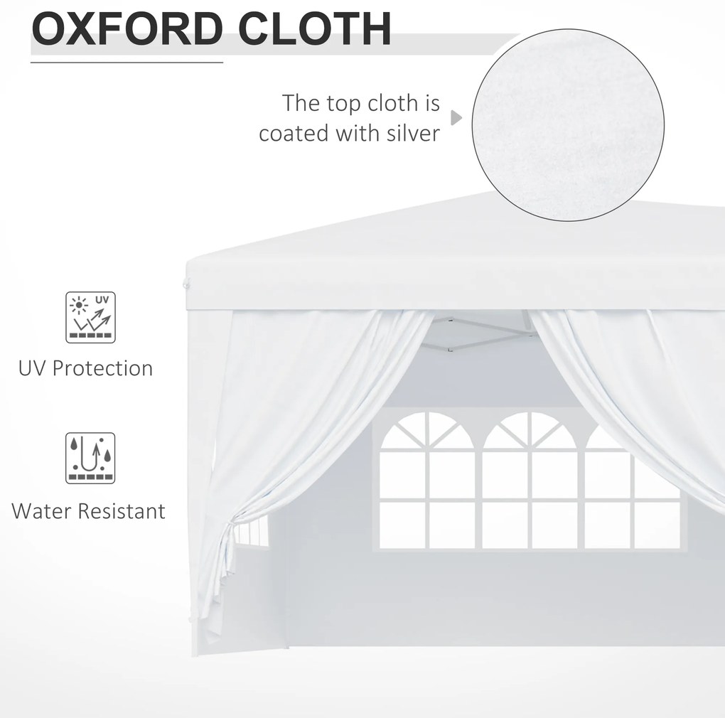 Outsunny Pavilion Pliabil pentru Grădină cu 6 Panouri Laterale, Alb, 3x6m | Aosom.ro