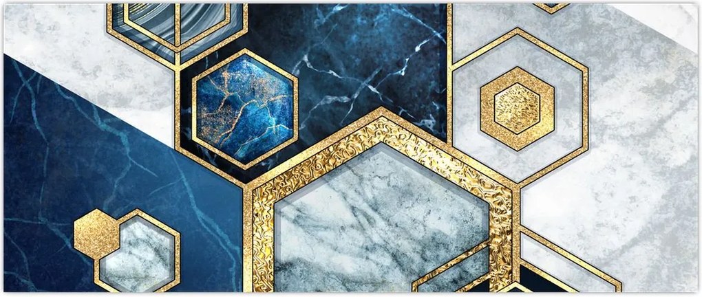 Tablou - Hexagoane de marmură (120x50 cm)