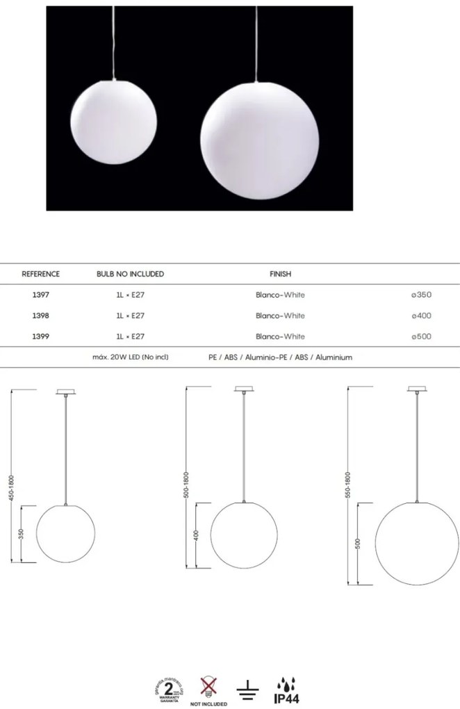 Lustra/Pendul iluminat exterior IP44 AVORIAZ 50cm