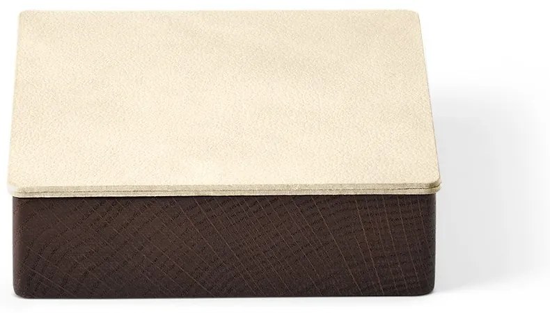 Cutie de depozitare maro-crem din lemn și din piele ecologică cu capac, decorativă 11x11x3,5 cm Square Nupo – LIND DNA