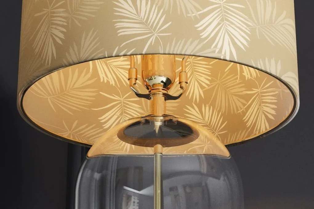 Veioza, Lampa de masa, Sticla, Abajur Auriu, CLASSICO 50cm