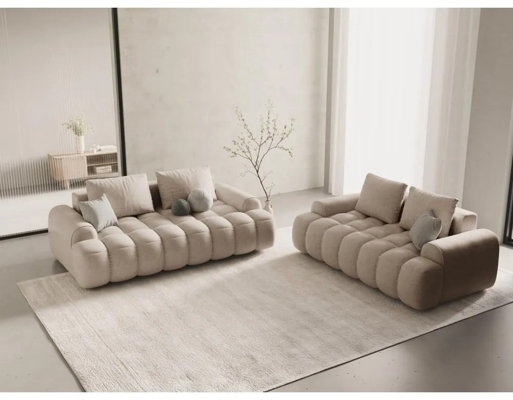 Canapea maro deschis 200 cm Linz – Cosmopolitan Design