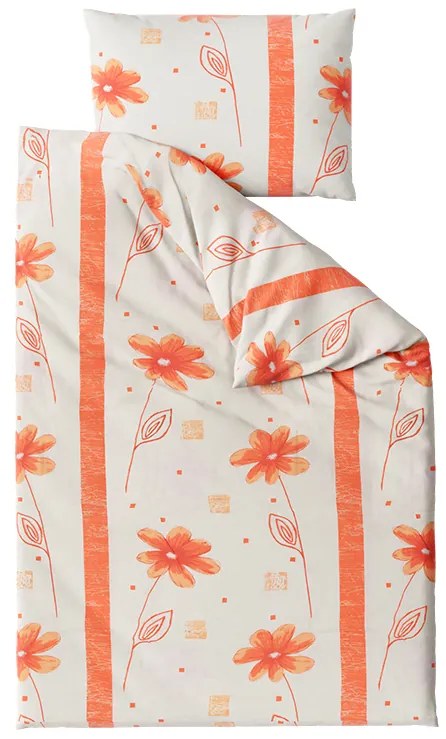 Lenjerie de bumbac ORANGE FLOWERS alb Dimensiune lenjerie de pat: 70 x 90 cm | 140 x 200 cm