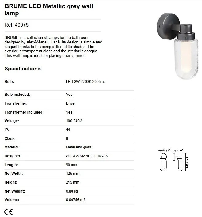 Aplica LED pentru baie design minimalist IP44 BRUME