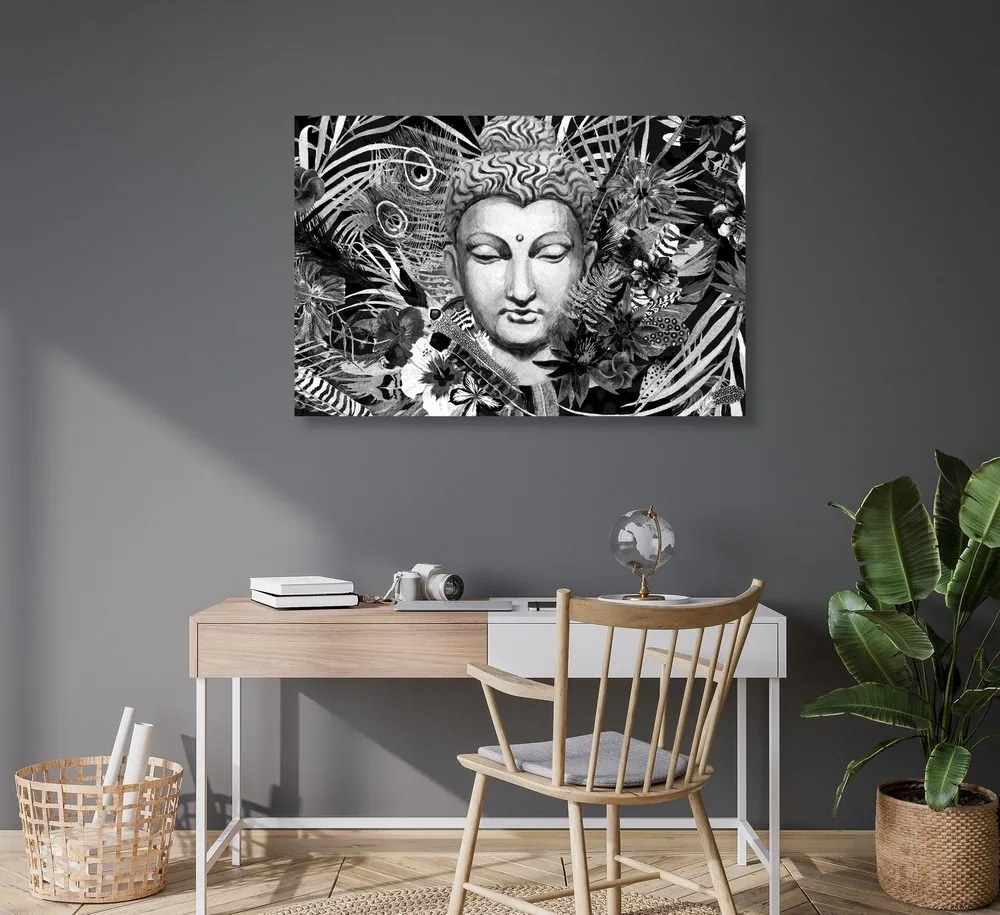 Tablou Budha pe un fundal exotic în design alb-negru