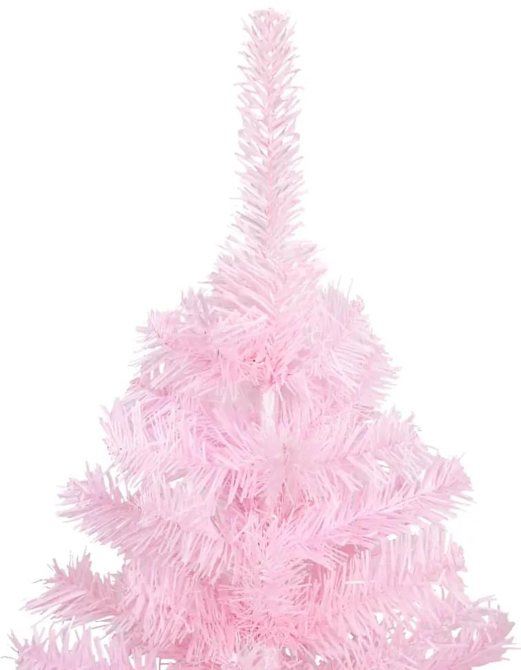 Brad de Craciun artificial cu LED-uri globuri roz 150 cm PVC pink and rose, 150 x 75 cm, 1