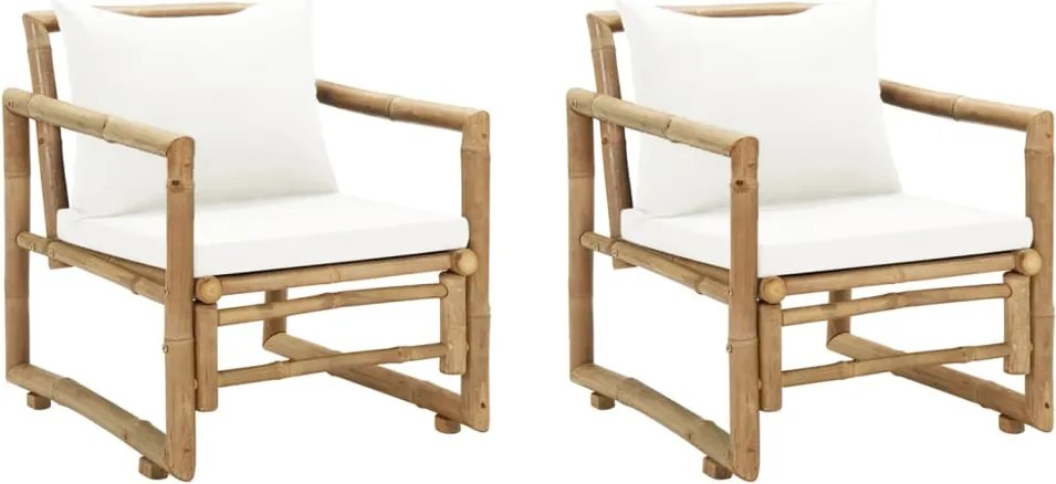 vidaXL Scaune de grădină cu perne, 2 buc., bambus