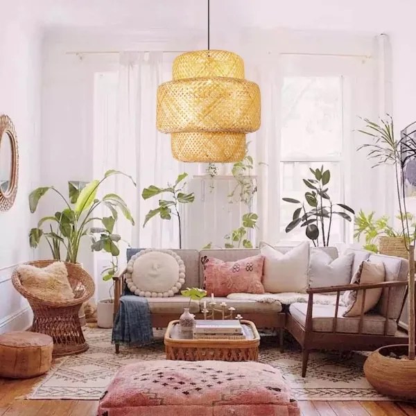 Lustră pe cablu Immax 08268L HILO 1xE27/40W/230V d. 47 cm bambus