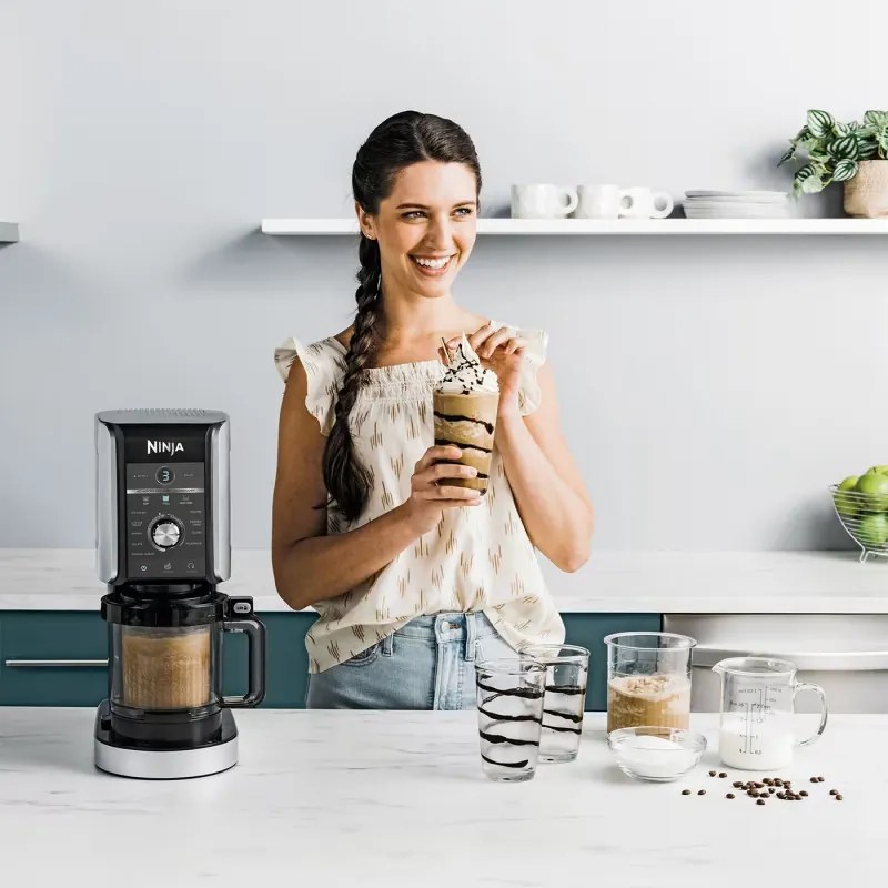 Masina de inghetata Ninja Creami Deluxe NC502EU, 800W, 10 programe, 2 recipiente 709 ml, CREAMify, Negru