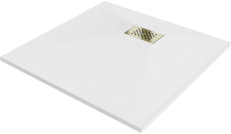 Mexen Hugo cabina de duş pătrată SMC 80 x 80 cm, alb, capac din aur - 42108080-G