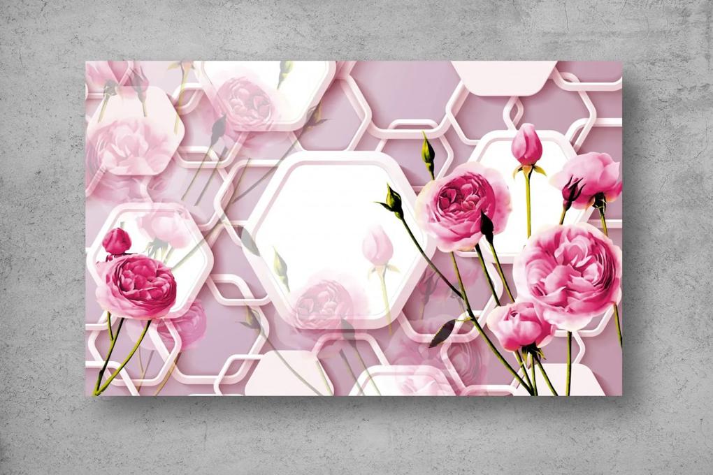 Tapet Premium Canvas - Bobocii si florile inflorite 3d abstract
