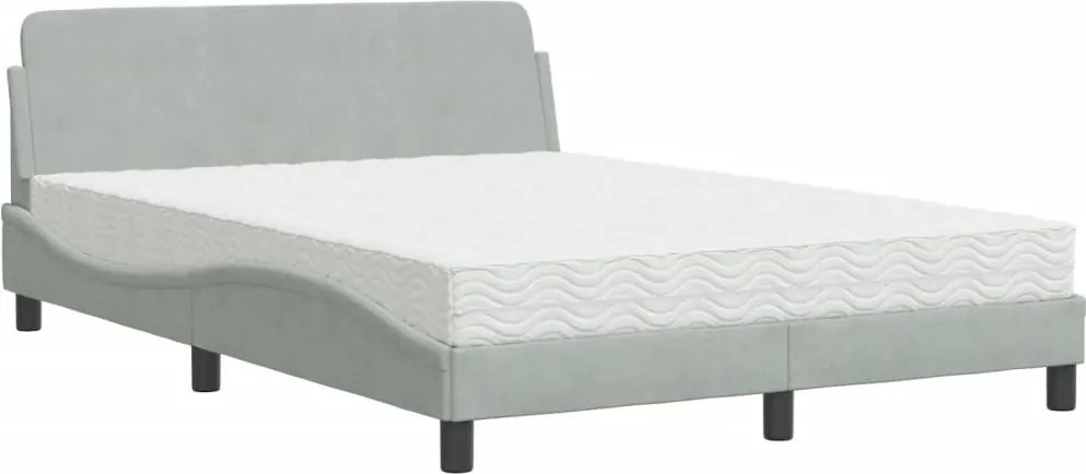 vidaXL Pat cu saltea, Dover, gri deschis, 120x200 cm, catifea