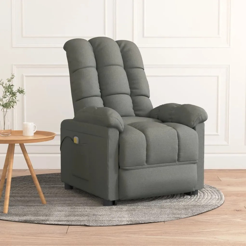 289807 vidaXL Fotoliu de masaj, gri închis, material textil