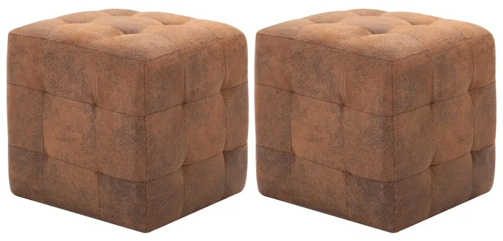 vidaXL Noptiere, 2 buc., maro, 30x30x30, piele întoarsă ecologică