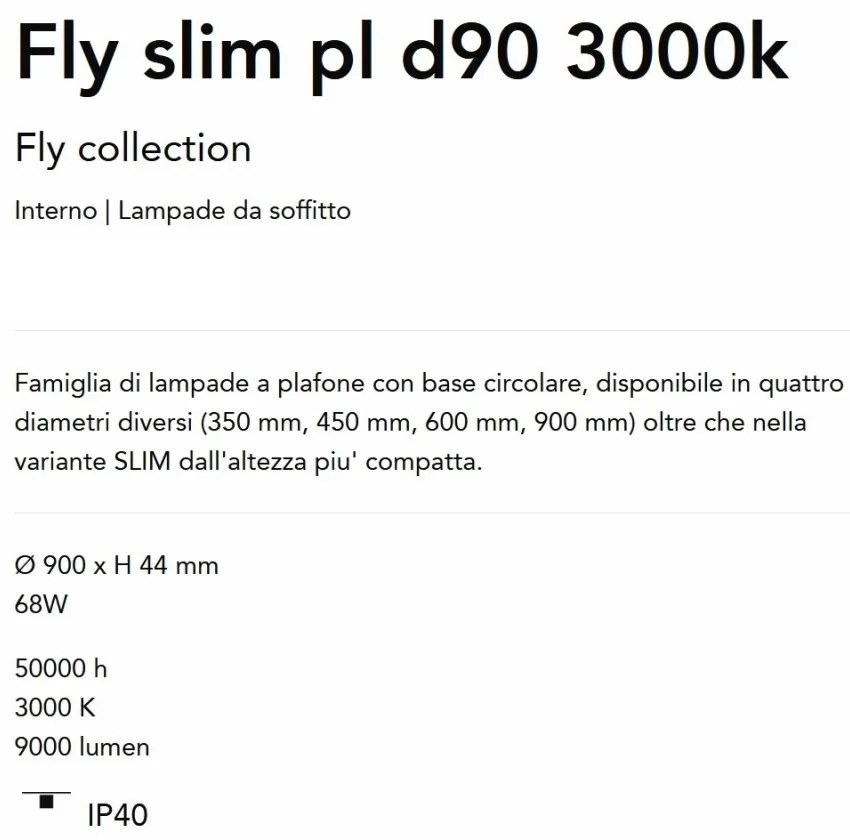 Plafoniera LED XXL moderna Fly slim pl d90 3000k alba
