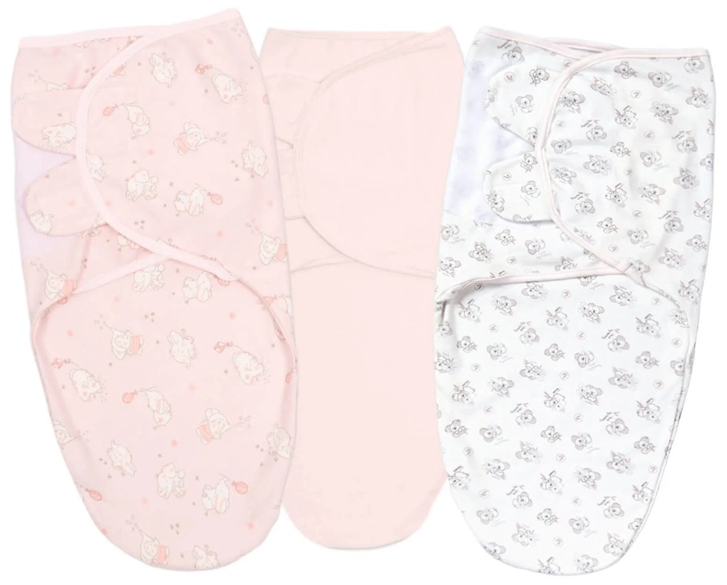 Set 3 sisteme de infasat reglabil din bumbac 0-3 luni Kidizi All Pink, 100% bumbac