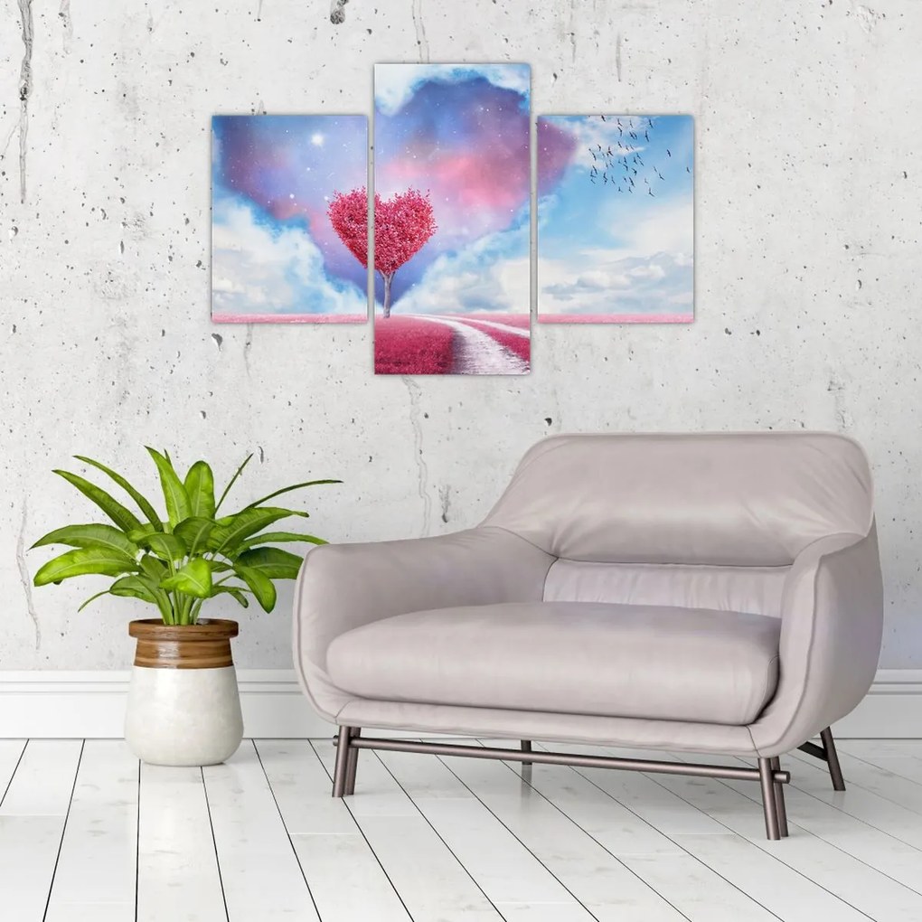 Tablou - Copac de inimă roz (90x60 cm)