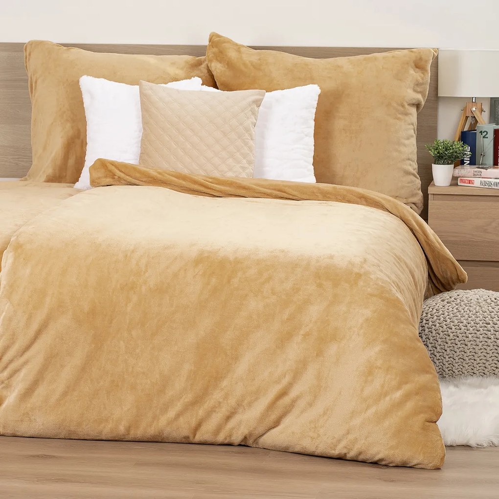 Lenjerie de pat din microflanel 4Home bej, 140 x 200 cm, 70 x 90 cm