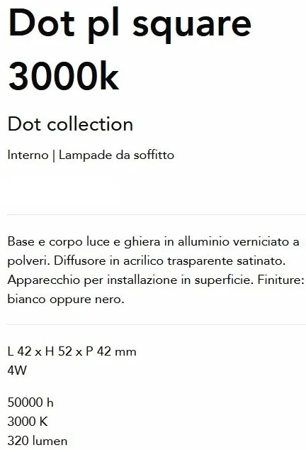 Spot LED aplicat Dot pl square 3000k alb