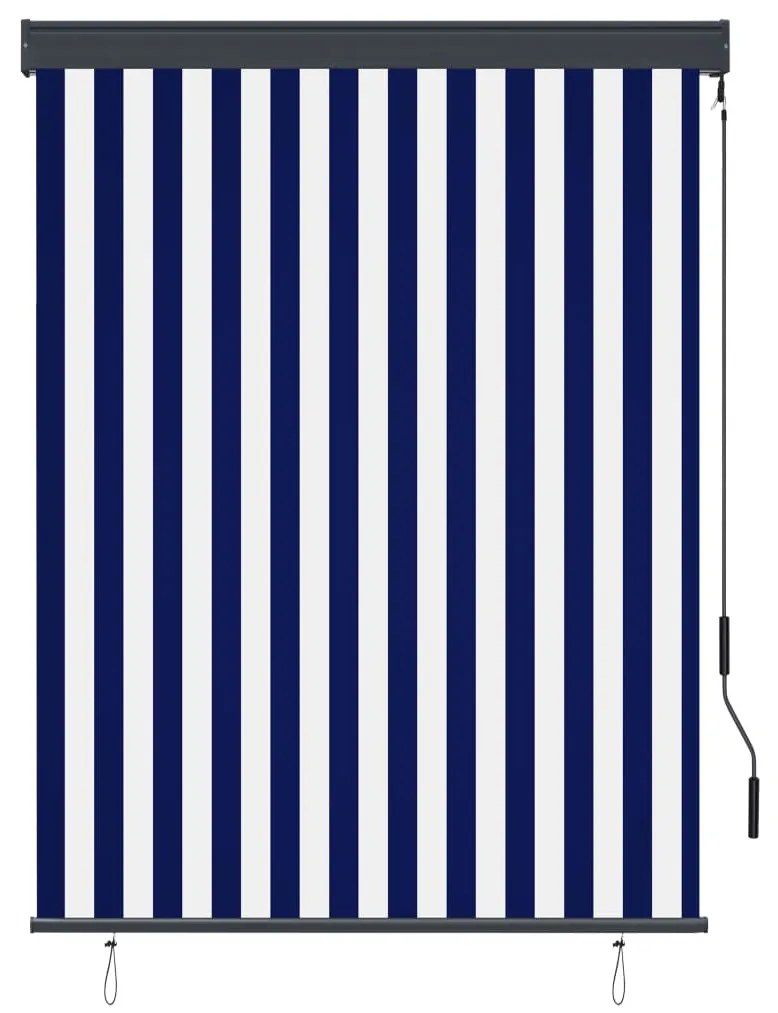 Jaluzea tip rulou de exterior, albastru si alb, 120 x 250 cm Albastru si alb, 120 x 250 cm