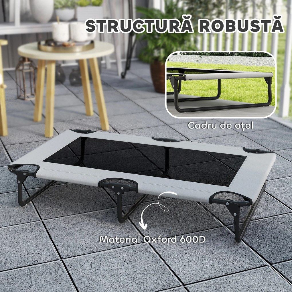 PawHut Pat Pliabil pentru Câini Mari cu Țesătură Tip Plasă, 107x61x20 cm, Gri | Aosom Romania