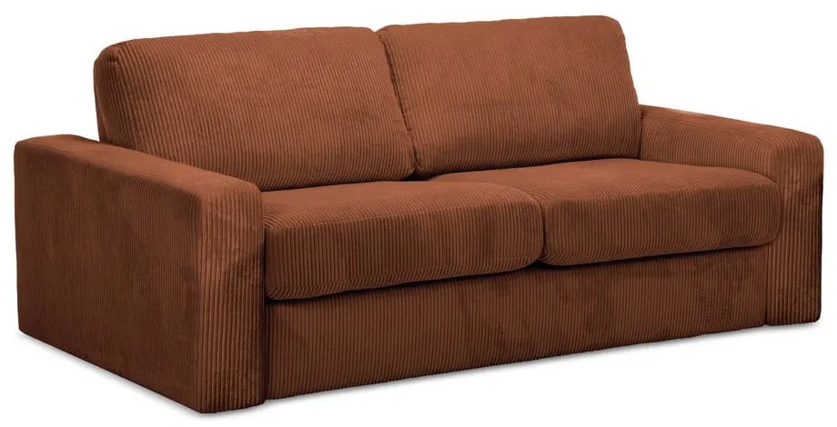 Canapea teracotă extensibilă cu tapițerie din catifea reiată 195 cm Nona – Makamii