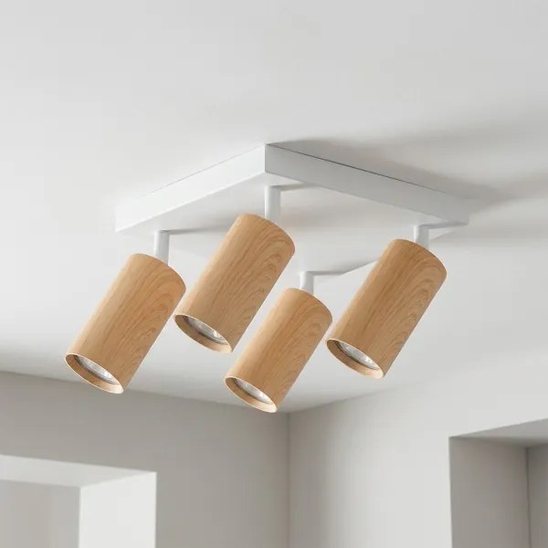 Brilagi - Spot SELE SQUARE 4xGU10/30W/230V alb/decor stejar